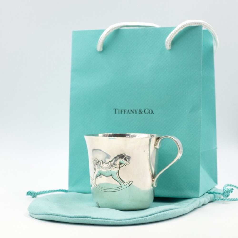 Tiffany & Co. Sterling Silver Hand Chased Rocking Horse Baby Cup